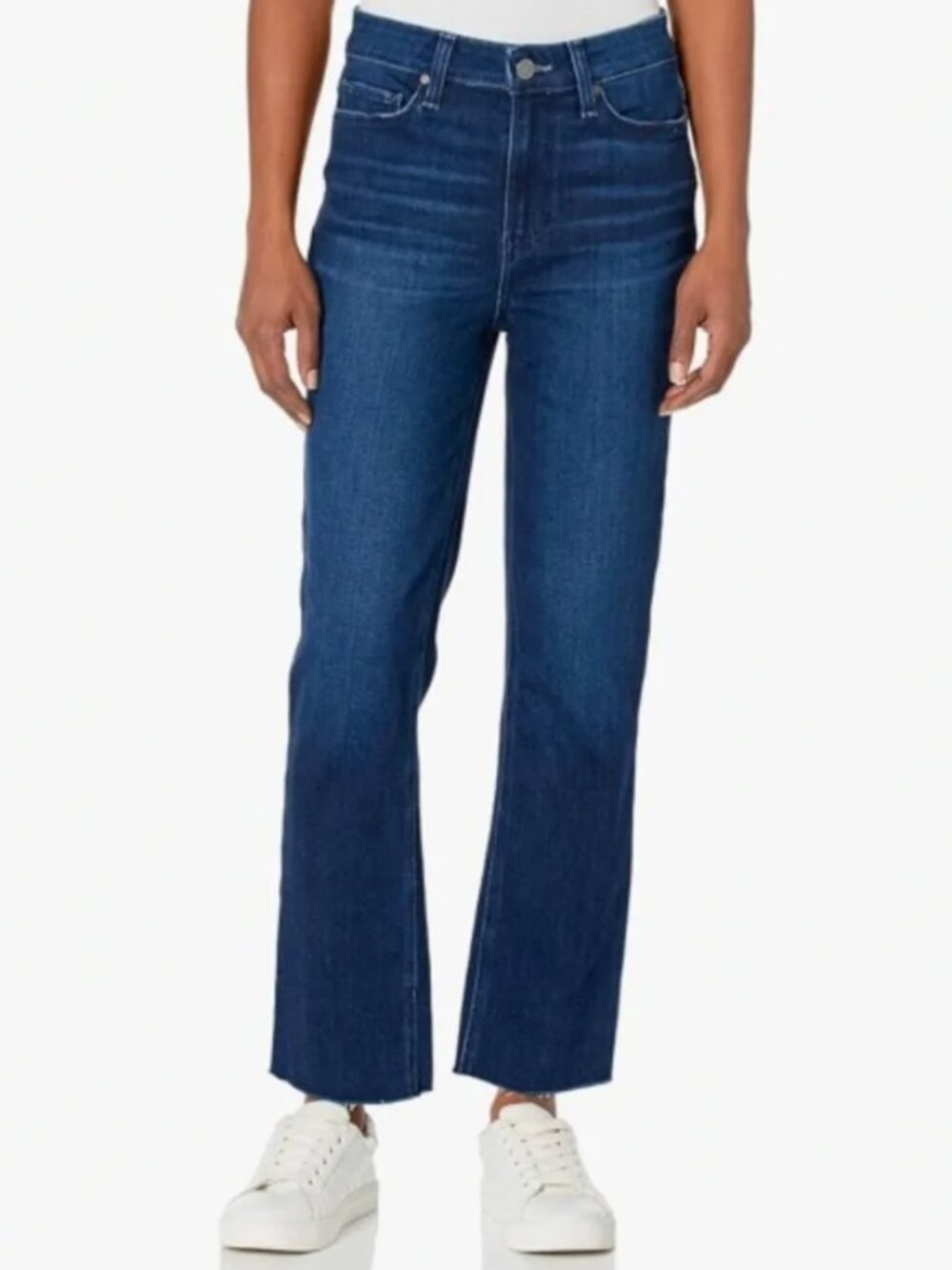 PAIGE Cindy Ankle Jeans Women's 31 Promise Wash High Rise Raw Hem Stretch Denim